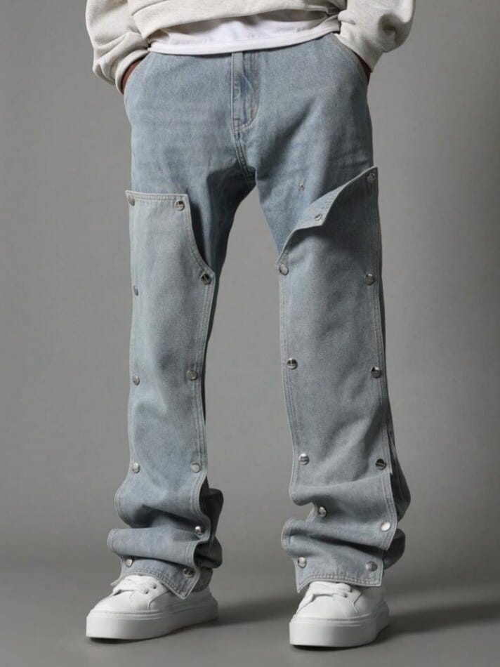 DEVIL-DENIM Men's Extra Layout Funky Flare Fit Carpenter Jean With Snap Button